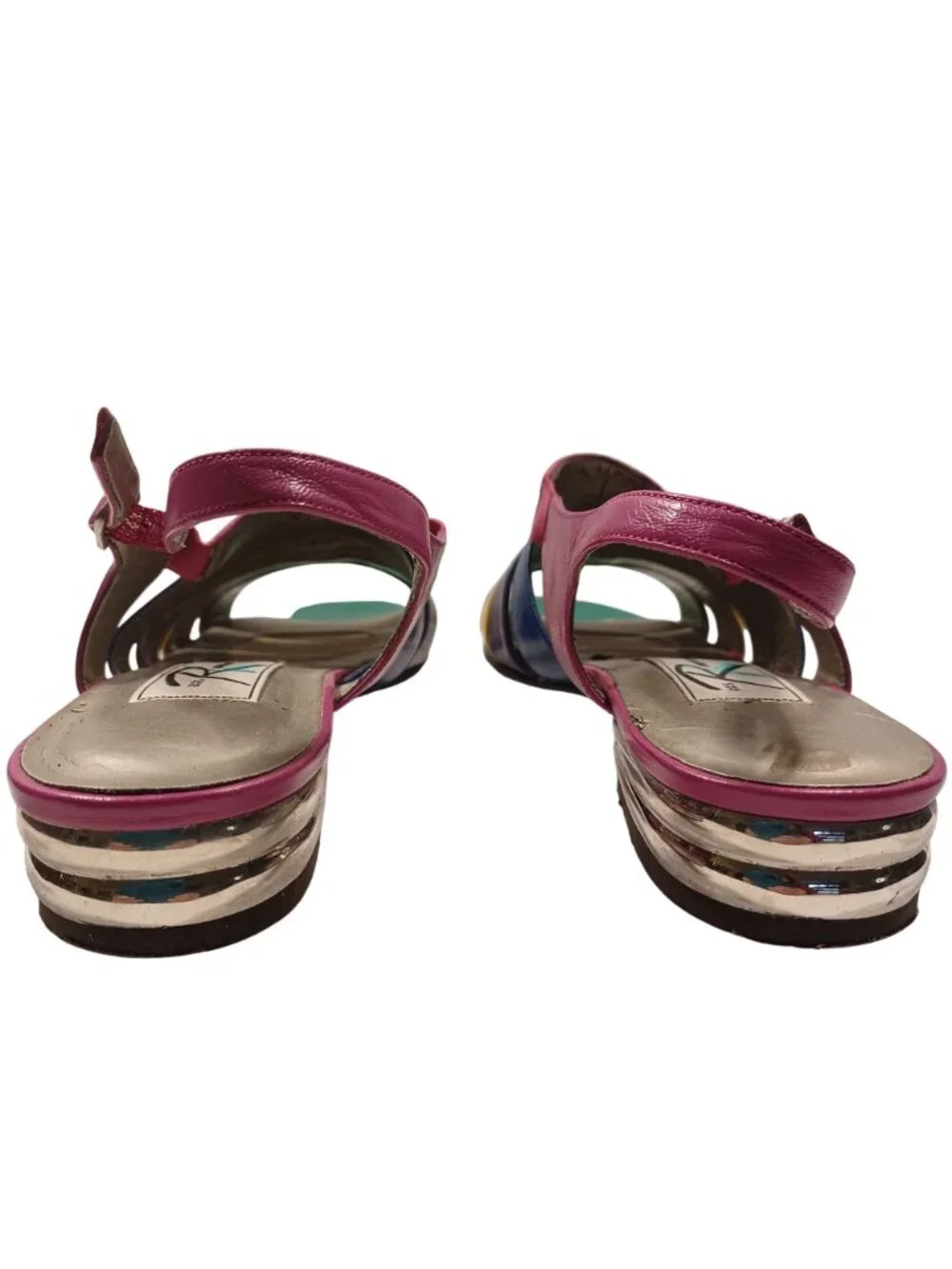 Ros Hommerson Flat Strappy Grandma Chic Sandal Multi Color Vintage Womens 9.5N